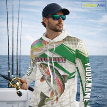 Load image into Gallery viewer, Rainbow Trout Fishing Tournament Shirts Long Sleeve Hooded Fishing Shirts, Custom Trout Fishing Shirts NBT429