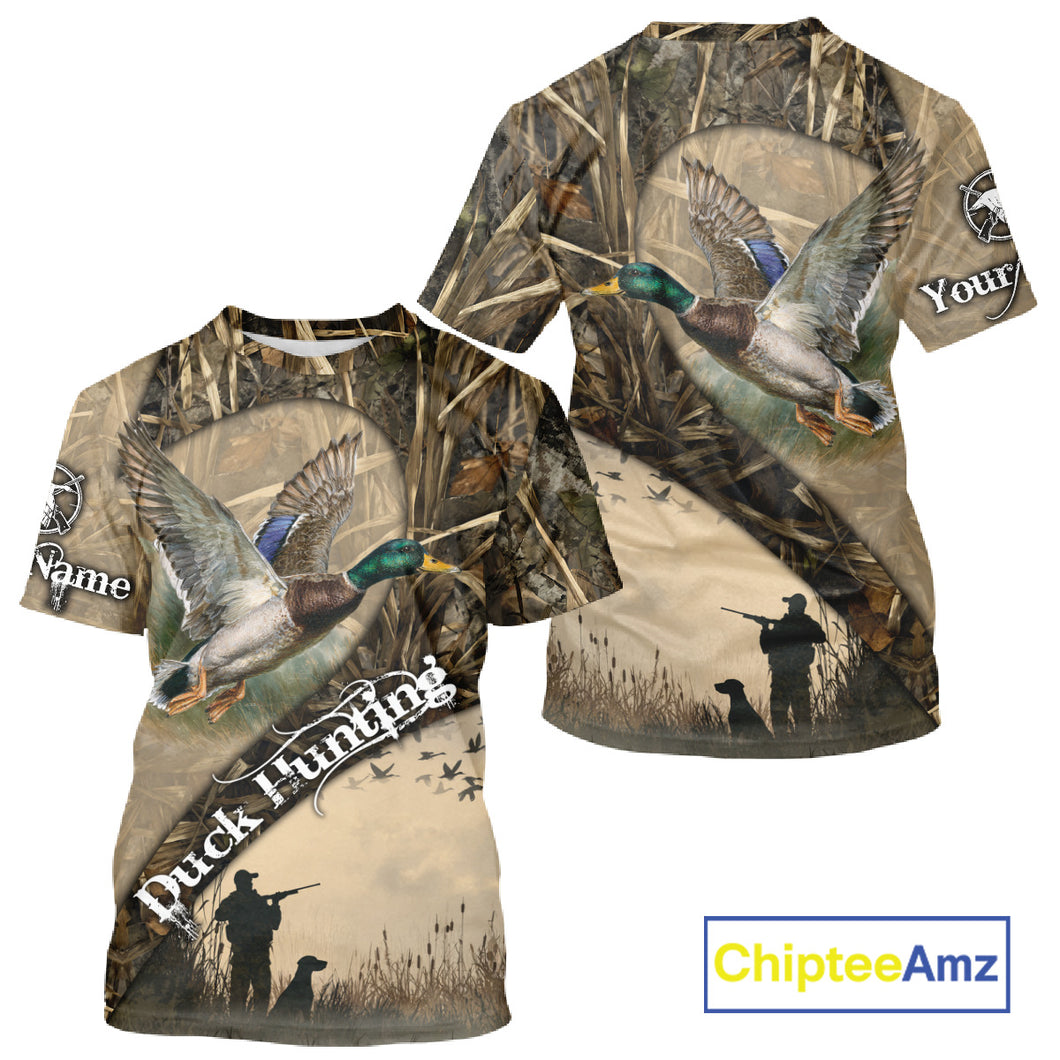 Mallard Duck Hunting Brown Camouflage 3D All Over Printed Shirts, Duck Hunting Clothes for Hunter NBT155