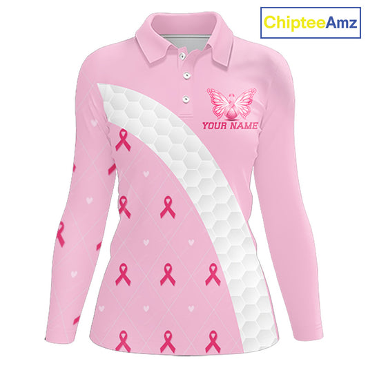Golf Against Cancer Pink Golf Icon Men's Polo Shirt, Breast Cancer Awareness Womens Golf  Shirt, Golf Gifts NBT530