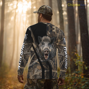 Custom Hog Hunting Camo 3D Printed Shirts, Boar Hunting Shirt for Hunter, Hunting Gifts NBT176