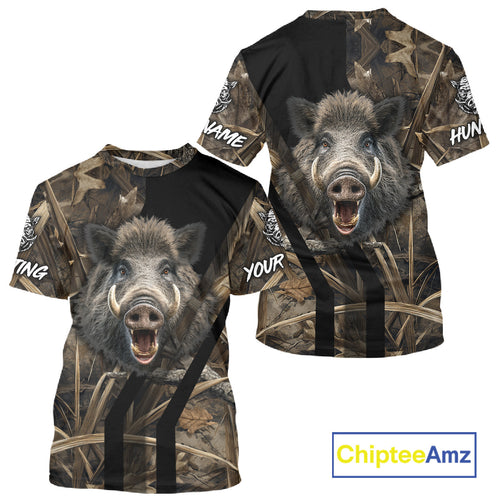Custom Hog Hunting Camo 3D Printed Shirts, Boar Hunting Shirt for Hunter, Hunting Gifts NBT176