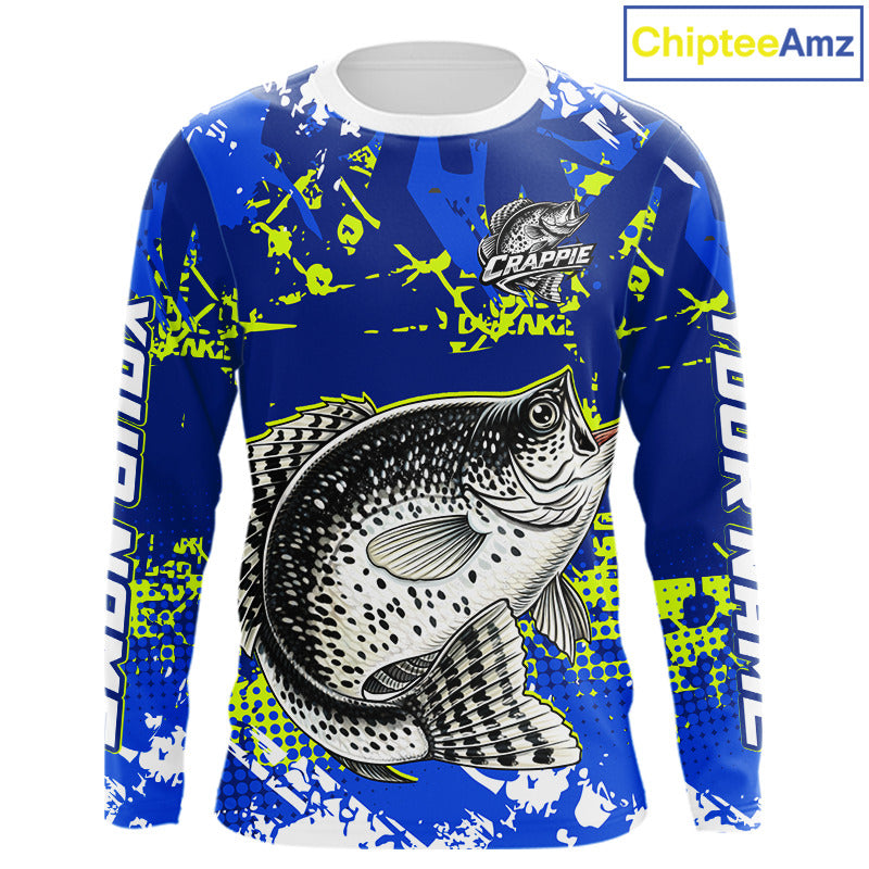 Custom Crappie Fishing Camo Fishing Shirts Long Sleeve, Crappie Tournament Fishing Shirts NBT440