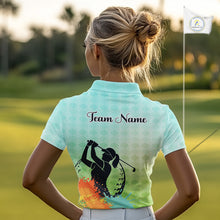 Load image into Gallery viewer, Womens Golf Polo Shirt Colorful Argyle Pattern Custom Name And Team Name Golf Shirt, Golfing Gifts NBT559