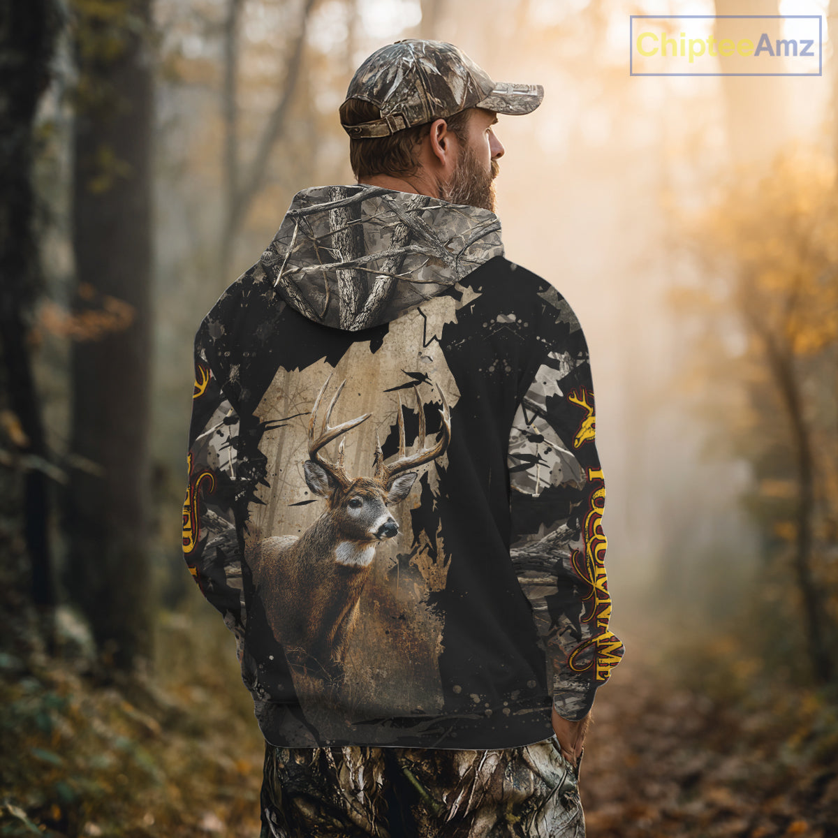 Personalized Deer Hunting 3D All Over Printed Hoodie Brown Camo, Hunting Gift NBT306