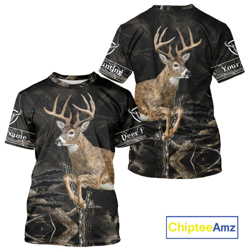 Deer Hunting Dark Camouflage Shirts for Deer Hunters, Personalized Hunting Shirts NBT278
