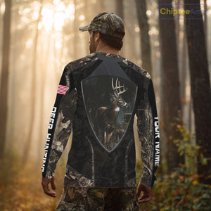 Whitetail Deer Hunting Camo US Flag 3D All Over Printed Shirts, Best Deer Hunting Gifts for Men NBT222