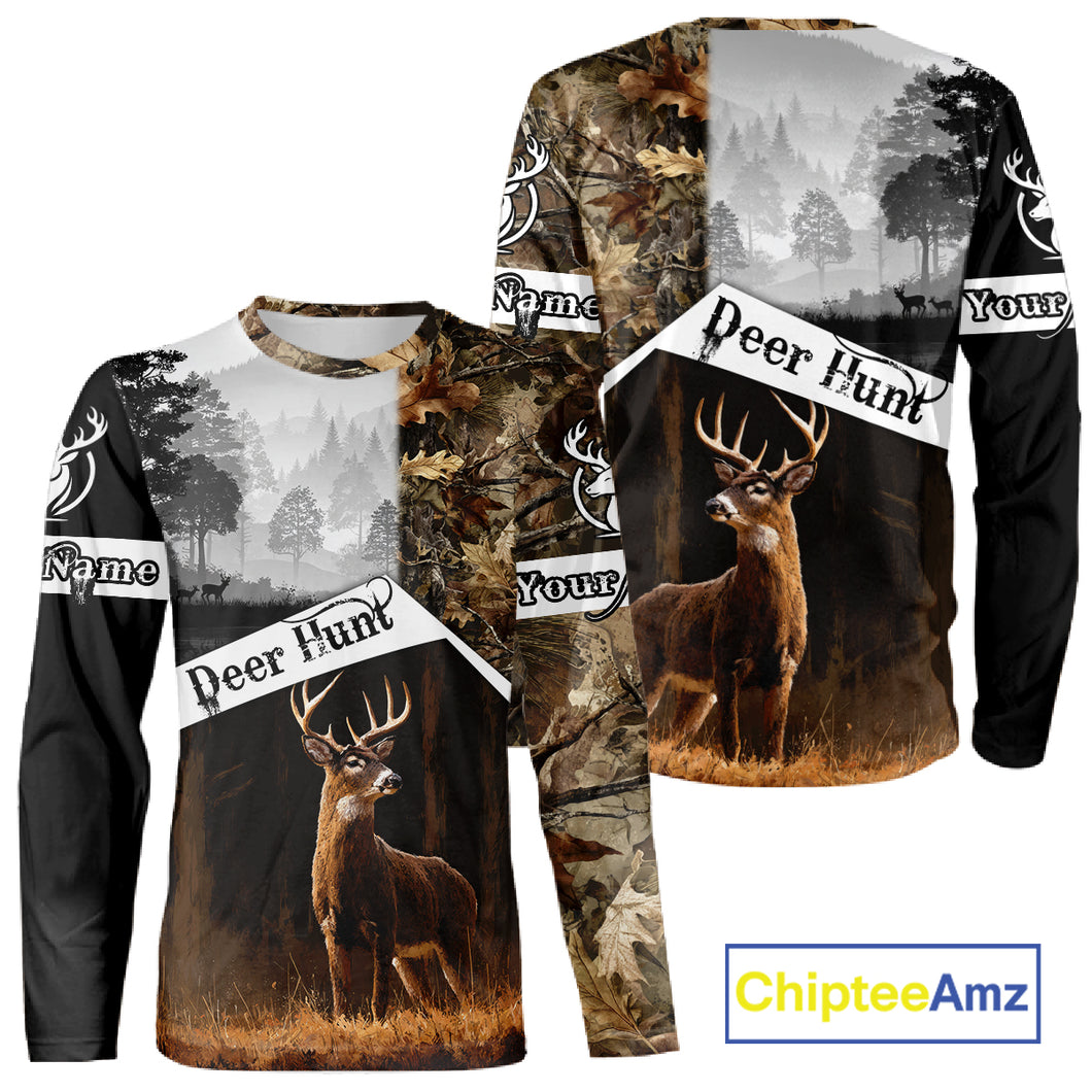 Custom Whitetail Deer Hunting Camouflage Shirts, Hunting Clothes for Men Hunter Gift Ideas NBT134