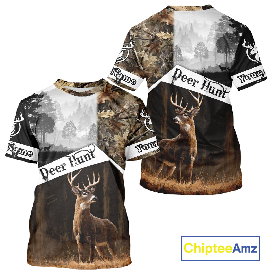 Custom Whitetail Deer Hunting Camouflage Shirts, Hunting Clothes for Men Hunter Gift Ideas NBT134