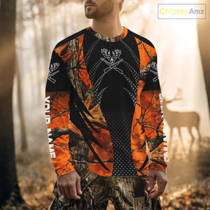 Personalized Deer Hunting Orange Camo 3D Printed Shirts, Hunting Gift Ideas for Hunter NBT237