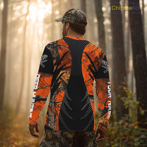 Personalized Deer Hunting Orange Camo 3D Printed Shirts, Hunting Gift Ideas for Hunter NBT237