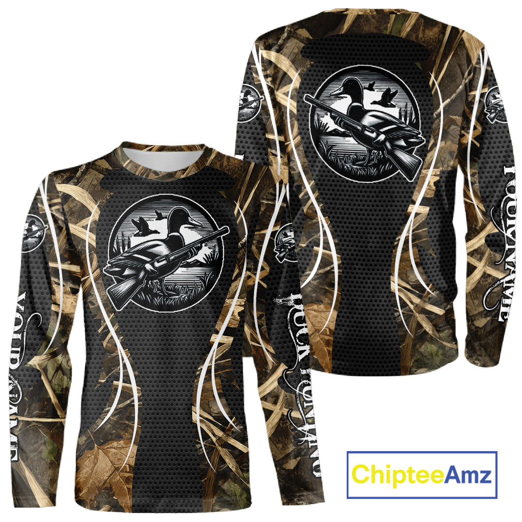 Personalized Duck Hunting Grass Camouflage All Over Printing Shirts, Duck Hunting Clothing, Hunting Gifts NBT240