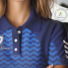 Load image into Gallery viewer, Personalized Golf Polo Shirt For Womens Custom Blue Camo Golf Attire For Women, Golf Gifts For Ladies NBT537