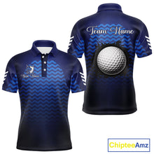 Load image into Gallery viewer, Personalized Golf Polo Shirt For Mens Custom Blue Camo Golf Attire For Men, Golf Gifts For Men NBT537
