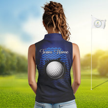Load image into Gallery viewer, Personalized Sleeveless Golf Polo Shirt For Womens Custom Blue Camo Golf Attire For Women, Golf Gifts For Ladies NBT537