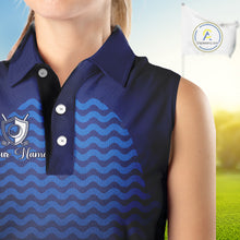 Load image into Gallery viewer, Personalized Sleeveless Golf Polo Shirt For Womens Custom Blue Camo Golf Attire For Women, Golf Gifts For Ladies NBT537