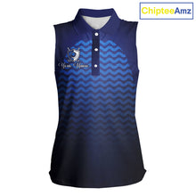 Load image into Gallery viewer, Personalized Sleeveless Golf Polo Shirt For Womens Custom Blue Camo Golf Attire For Women, Golf Gifts For Ladies NBT537