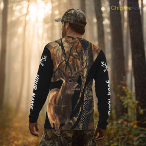 Whitetail Deer Hunting Shirt Custom Name Fall Camo, Season Deer Hunting Clothes For Men NBT252