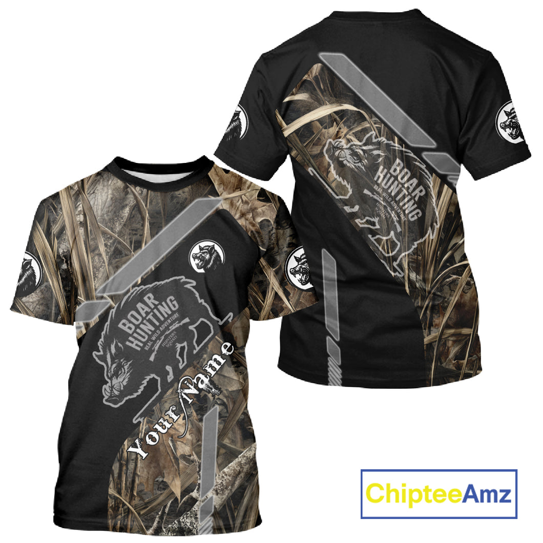 Boar Hunting Camouflage Custom Name Shirts, Personalized Boar Hunting Clothes, Hunting Gifts NBT175