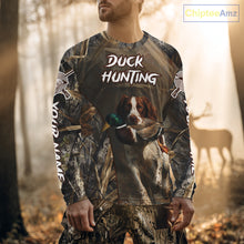 Load image into Gallery viewer, Brittany Dog Mallard Duck Hunting 3D Custom Name Shirts for Men, Hunting Gifts for Hunters NBT254