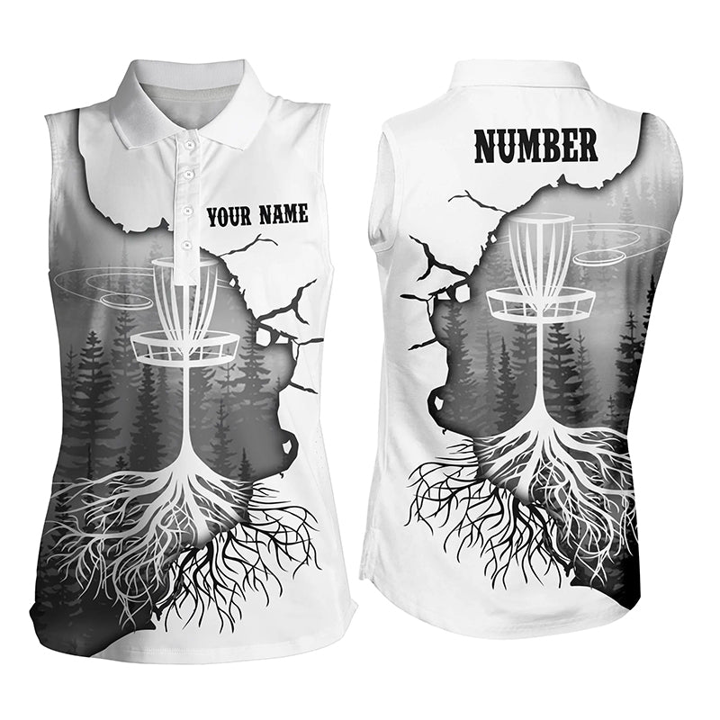Black Forest Women Disc Golf Sleeveless Polo Shirt Personalized Women Disc Golf Tops Disc Golf Basket LDT1033