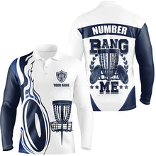 Load image into Gallery viewer, Bang Me Mens Disc Golf Shirts Navy &amp; White Custom Polo Shirt For Mens Disc Golf Gifts LDT0507