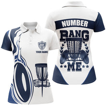 Load image into Gallery viewer, Bang Me Womens Disc Golf Shirts Navy &amp; White Custom Polo Shirt For Womens Disc Golf Gifts LDT0507