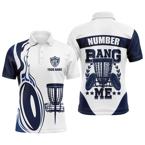 Bang Me Mens Disc Golf Shirts Navy & White Custom Polo Shirt For Mens Disc Golf Gifts LDT0507