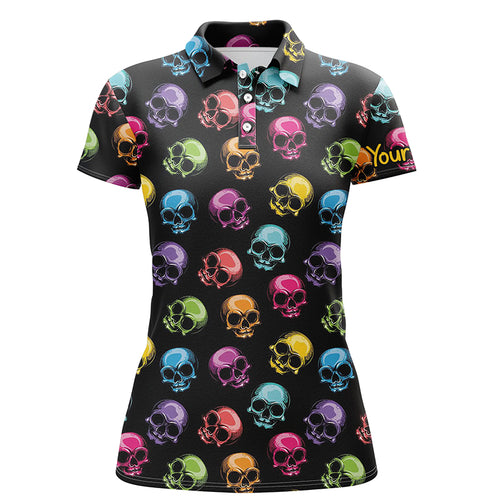Colorful Skull Golf Polo Shirts Personalized Halloween Golf Shirts For Women, Golf Gifts LDT0224