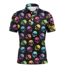 Load image into Gallery viewer, Colorful Skull Golf Polo Shirts Personalized Halloween Golf Shirts For Men, Crazy Golf Gifts LDT0224