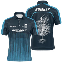 Load image into Gallery viewer, Sporty Light Dark Blue Design Mens Disc Golf Polo Shirts Custom Cool Disc Golf Shirts For Men LDT0403