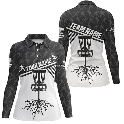 Customized Disc Golf Cross Black White Womens Polo Shirt Disc Golf Shirt For Women Golf Gifts LDT0722