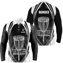 Load image into Gallery viewer, Black And White Mens Disc Golf Polo Shirts Customized Disc Golf Shirts For Men, Cool Golf Gifts LDT0170
