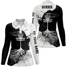 Load image into Gallery viewer, Womens Disc Golf Polo Shirt Custom Black &amp; White Disc Golf Shirts For Women Disc Golf Gifts LDT0731