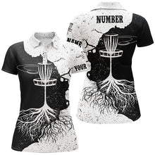 Load image into Gallery viewer, Womens Disc Golf Polo Shirt Custom Black &amp; White Disc Golf Shirts For Women Disc Golf Gifts LDT0731