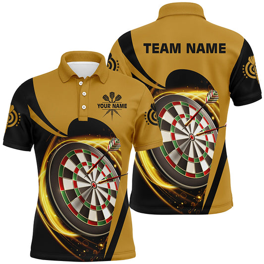 Personalized Yellow Black Light Cool Mens Darts Polo Shirt Custom Darts Jersey For Men LDT0736