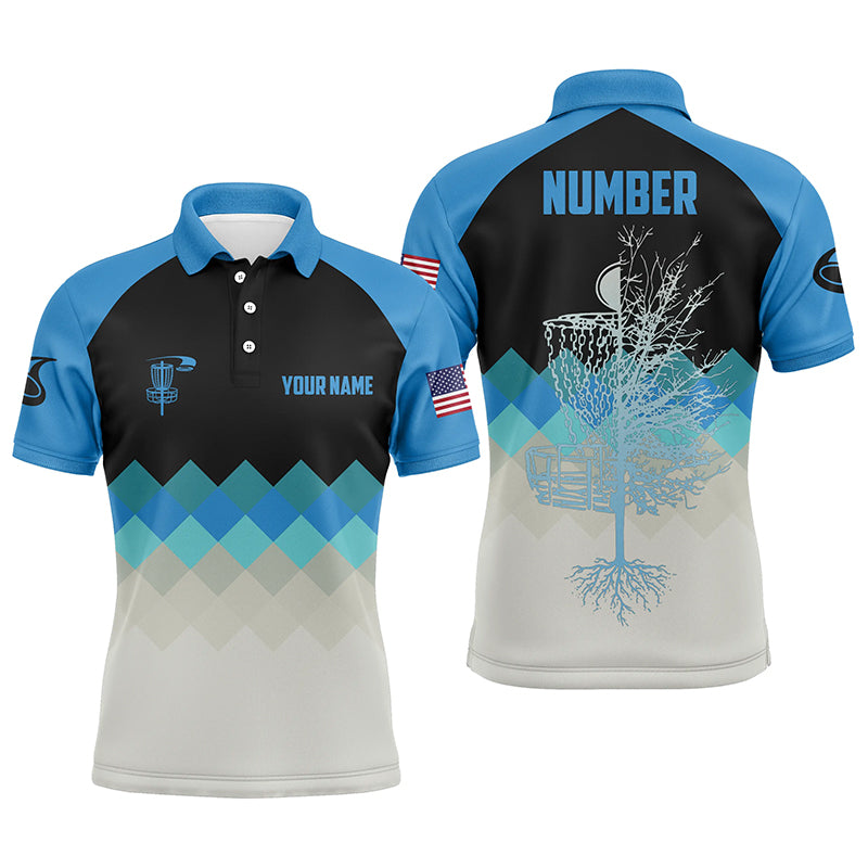 Blue Argyle Mens Disc Golf Polo Shirt Personalized Disc Golf Shirts For Men Disc Golf Gifts LDT1016