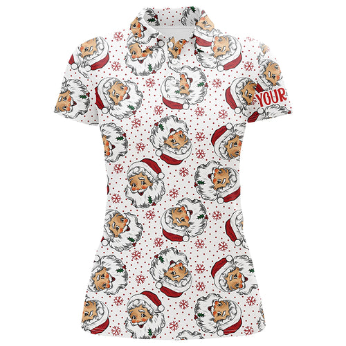 Vintage Cartoon Santa Claus With Snow Christmas Golf Polo Shirt Custom Cute Womens Golf Tops LDT0835