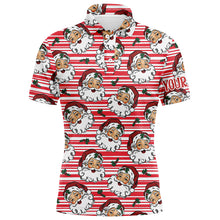 Load image into Gallery viewer, Vintage Cartoon Santa Claus With Holly Christmas Men Golf Polo Shirt Custom Cute Mens Golf Tops LDT0836