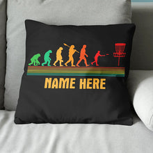 Load image into Gallery viewer, Multicolor Disc Golf Evolution Custom Throw Pillow Personalized Disc Golf Gifts LDT1229