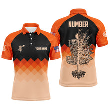 Load image into Gallery viewer, Orange Geometric Pattern Mens Disc Golf Polo Shirt Customized Disc Golf Shirts For Men LDT0514