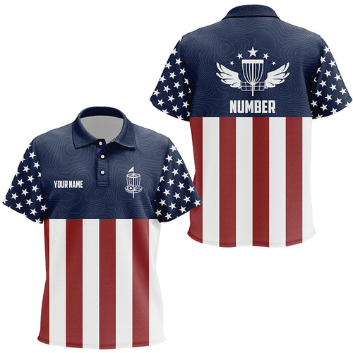 American Flag Golf Course Kids Disc Golf Polo Shirts Custom Patriotic Disc Golf Shirts For Kid LDT0521