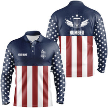 Load image into Gallery viewer, American Flag Golf Course Mens Disc Golf Polo Shirts Custom Patriotic Disc Golf Shirts For Men LDT0521