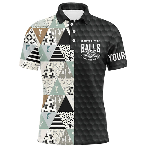 It Takes A Lot Of Balls Geometric Pattern Mens Golf Polo Shirts Customized Golf Gifts For Men LDT1049