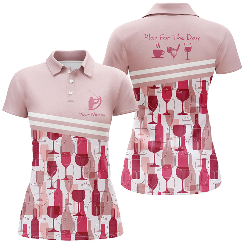 Golf Wine Seamless Pattern Plan For The Day Personalized Pink Shirts For Women, Golf Gifts LDT0236