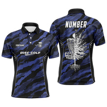 Load image into Gallery viewer, Camo Pattern Mens Golf Polo Shirts, Custom Navy Camo Golf Shirt Disc Golf Shirts For Mens, Golf Gifts LDT0056