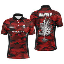 Load image into Gallery viewer, Camo Pattern Mens Golf Polo Shirts, Custom Red Camo Golf Shirt Disc Golf Shirts For Mens, Golf Gifts LDT0057