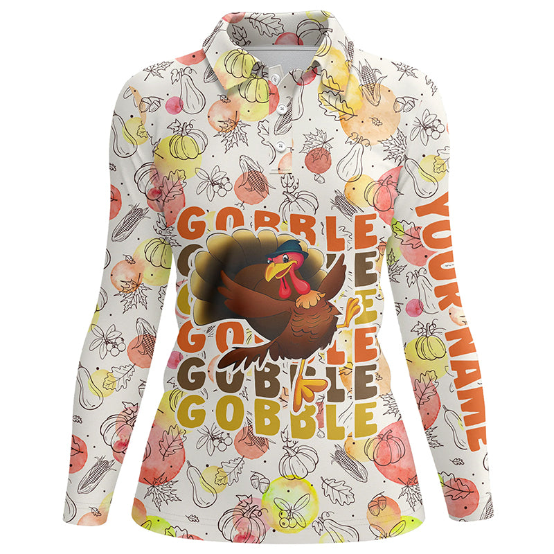 Turkey Bird Thanksgiving Golf Polo Shirt Fall Pattern Custom Golf Tops For Women Golf Gifts LDT0875