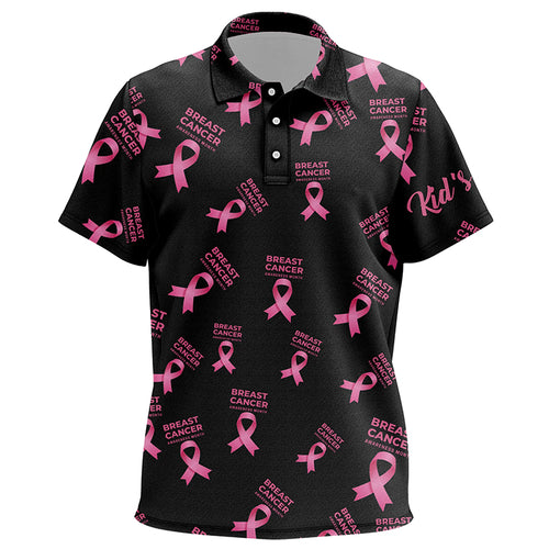 Breast Cancer Awareness Pink Ribbon Unisex Kid Golf Polo Shirt Custom Name Golf Shirts For Kid LDT0263