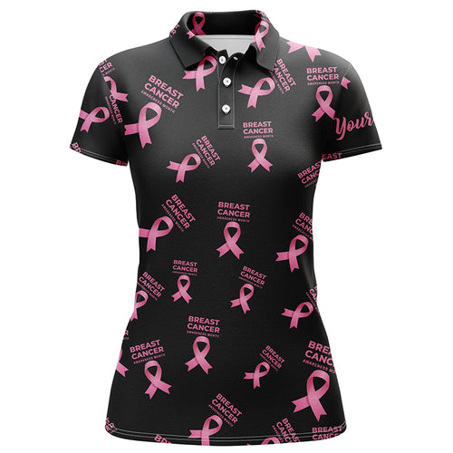 Breast Cancer Awareness Pink Ribbon Womens Golf Polo Shirt Custom Name Golf Tops For Women LDT0263