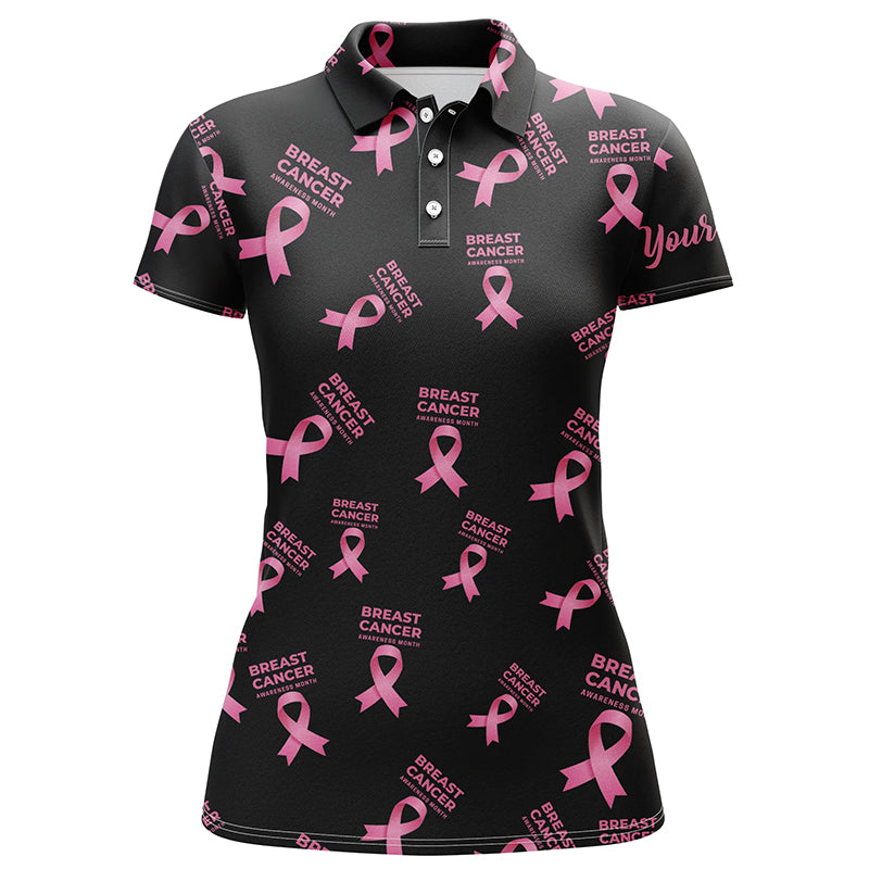Breast Cancer Awareness Pink Ribbon Womens Golf Polo Shirt Custom Name Golf Tops For Women LDT0263